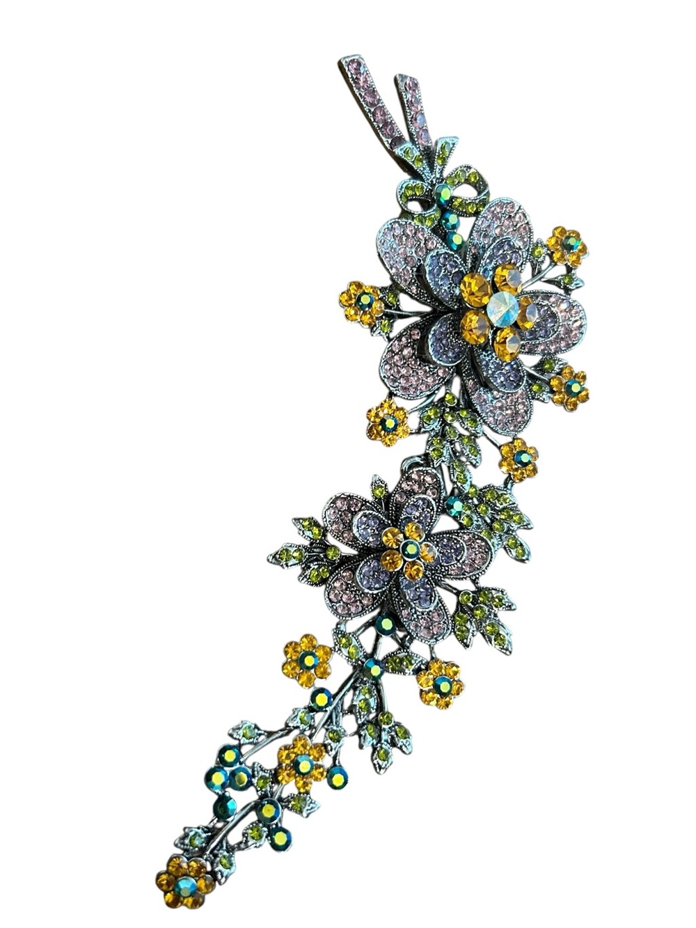 Butler & Wilson XL huge Brooch Colorful Rhinestone Flower Pin